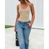 imageBTFBM Summer Tops for Women 2026 Scoop Neck Ribbed Henley Button Sleeveless Casual Spring Basic Tank Top Clothes OutfitsApricot