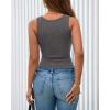 imageBTFBM Summer Tops for Women 2026 Scoop Neck Ribbed Henley Button Sleeveless Casual Spring Basic Tank Top Clothes OutfitsDark Grey