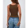 imageBTFBM Summer Tops for Women 2026 Scoop Neck Ribbed Henley Button Sleeveless Casual Spring Basic Tank Top Clothes OutfitsDark Khaki