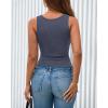 imageBTFBM Summer Tops for Women 2026 Scoop Neck Ribbed Henley Button Sleeveless Casual Spring Basic Tank Top Clothes OutfitsGrey Blue