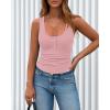 imageBTFBM Summer Tops for Women 2026 Scoop Neck Ribbed Henley Button Sleeveless Casual Spring Basic Tank Top Clothes OutfitsGrey Pink