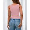 imageBTFBM Summer Tops for Women 2026 Scoop Neck Ribbed Henley Button Sleeveless Casual Spring Basic Tank Top Clothes OutfitsGrey Pink