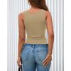 imageBTFBM Summer Tops for Women 2026 Scoop Neck Ribbed Henley Button Sleeveless Casual Spring Basic Tank Top Clothes OutfitsLight Khaki