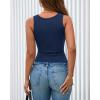 imageBTFBM Summer Tops for Women 2026 Scoop Neck Ribbed Henley Button Sleeveless Casual Spring Basic Tank Top Clothes OutfitsNavy
