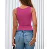 imageBTFBM Summer Tops for Women 2026 Scoop Neck Ribbed Henley Button Sleeveless Casual Spring Basic Tank Top Clothes OutfitsRose Red