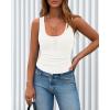imageBTFBM Summer Tops for Women 2026 Scoop Neck Ribbed Henley Button Sleeveless Casual Spring Basic Tank Top Clothes OutfitsWhite