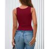 imageBTFBM Summer Tops for Women 2026 Scoop Neck Ribbed Henley Button Sleeveless Casual Spring Basic Tank Top Clothes OutfitsWine Red