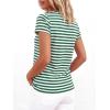imageBTFBM Tops for Women Trendy Summer 2026 Crew Neck Short Sleeve T Shirts Striped Casual Vacation Blouse Basic TeeGreen White