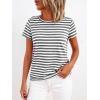 imageBTFBM Tops for Women Trendy Summer 2026 Crew Neck Short Sleeve T Shirts Striped Casual Vacation Blouse Basic TeeGrey White