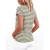 imageBTFBM Tops for Women Trendy Summer 2026 Crew Neck Short Sleeve T Shirts Striped Casual Vacation Blouse Basic TeeLight Blue Khaki