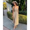 imageBTFBM Women 2026 Spaghetti Strap Midi Summer Dresses Sleeveless V Neck Cutout Slit Casual Beach Party Maxi Dress PocketsApricot