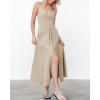 imageBTFBM Women 2026 Spaghetti Strap Midi Summer Dresses Sleeveless V Neck Cutout Slit Casual Beach Party Maxi Dress PocketsApricot