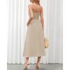 imageBTFBM Women 2026 Spaghetti Strap Midi Summer Dresses Sleeveless V Neck Cutout Slit Casual Beach Party Maxi Dress PocketsApricot