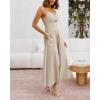 imageBTFBM Women 2026 Spaghetti Strap Midi Summer Dresses Sleeveless V Neck Cutout Slit Casual Beach Party Maxi Dress PocketsApricot