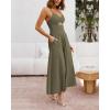 imageBTFBM Women 2026 Spaghetti Strap Midi Summer Dresses Sleeveless V Neck Cutout Slit Casual Beach Party Maxi Dress PocketsArmy Green