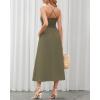 imageBTFBM Women 2026 Spaghetti Strap Midi Summer Dresses Sleeveless V Neck Cutout Slit Casual Beach Party Maxi Dress PocketsArmy Green