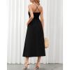 imageBTFBM Women 2026 Spaghetti Strap Midi Summer Dresses Sleeveless V Neck Cutout Slit Casual Beach Party Maxi Dress PocketsBlack