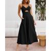 imageBTFBM Women 2026 Spaghetti Strap Midi Summer Dresses Sleeveless V Neck Cutout Slit Casual Beach Party Maxi Dress PocketsBlack