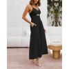 imageBTFBM Women 2026 Spaghetti Strap Midi Summer Dresses Sleeveless V Neck Cutout Slit Casual Beach Party Maxi Dress PocketsBlack