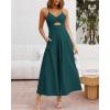 imageBTFBM Women 2026 Spaghetti Strap Midi Summer Dresses Sleeveless V Neck Cutout Slit Casual Beach Party Maxi Dress PocketsBlue Green