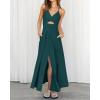 imageBTFBM Women 2026 Spaghetti Strap Midi Summer Dresses Sleeveless V Neck Cutout Slit Casual Beach Party Maxi Dress PocketsBlue Green