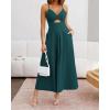 imageBTFBM Women 2026 Spaghetti Strap Midi Summer Dresses Sleeveless V Neck Cutout Slit Casual Beach Party Maxi Dress PocketsBlue Green