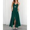 imageBTFBM Women 2026 Spaghetti Strap Midi Summer Dresses Sleeveless V Neck Cutout Slit Casual Beach Party Maxi Dress PocketsDark Green