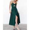 imageBTFBM Women 2026 Spaghetti Strap Midi Summer Dresses Sleeveless V Neck Cutout Slit Casual Beach Party Maxi Dress PocketsDark Green
