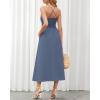 imageBTFBM Women 2026 Spaghetti Strap Midi Summer Dresses Sleeveless V Neck Cutout Slit Casual Beach Party Maxi Dress PocketsDark Grey Blue
