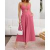 imageBTFBM Women 2026 Spaghetti Strap Midi Summer Dresses Sleeveless V Neck Cutout Slit Casual Beach Party Maxi Dress PocketsDark Pink