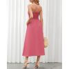 imageBTFBM Women 2026 Spaghetti Strap Midi Summer Dresses Sleeveless V Neck Cutout Slit Casual Beach Party Maxi Dress PocketsDark Pink