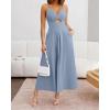 imageBTFBM Women 2026 Spaghetti Strap Midi Summer Dresses Sleeveless V Neck Cutout Slit Casual Beach Party Maxi Dress PocketsGrey Blue