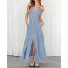 imageBTFBM Women 2026 Spaghetti Strap Midi Summer Dresses Sleeveless V Neck Cutout Slit Casual Beach Party Maxi Dress PocketsGrey Blue
