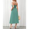 imageBTFBM Women 2026 Spaghetti Strap Midi Summer Dresses Sleeveless V Neck Cutout Slit Casual Beach Party Maxi Dress PocketsGrey Green