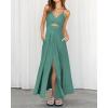 imageBTFBM Women 2026 Spaghetti Strap Midi Summer Dresses Sleeveless V Neck Cutout Slit Casual Beach Party Maxi Dress PocketsGrey Green