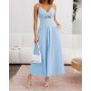 imageBTFBM Women 2026 Spaghetti Strap Midi Summer Dresses Sleeveless V Neck Cutout Slit Casual Beach Party Maxi Dress PocketsLight Blue