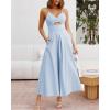 imageBTFBM Women 2026 Spaghetti Strap Midi Summer Dresses Sleeveless V Neck Cutout Slit Casual Beach Party Maxi Dress PocketsLight Blue