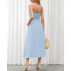 imageBTFBM Women 2026 Spaghetti Strap Midi Summer Dresses Sleeveless V Neck Cutout Slit Casual Beach Party Maxi Dress PocketsLight Blue