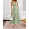 imageBTFBM Women 2026 Spaghetti Strap Midi Summer Dresses Sleeveless V Neck Cutout Slit Casual Beach Party Maxi Dress PocketsLight Green