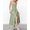 imageBTFBM Women 2026 Spaghetti Strap Midi Summer Dresses Sleeveless V Neck Cutout Slit Casual Beach Party Maxi Dress PocketsLight Green