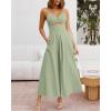 imageBTFBM Women 2026 Spaghetti Strap Midi Summer Dresses Sleeveless V Neck Cutout Slit Casual Beach Party Maxi Dress PocketsLight Green