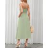 imageBTFBM Women 2026 Spaghetti Strap Midi Summer Dresses Sleeveless V Neck Cutout Slit Casual Beach Party Maxi Dress PocketsLight Green