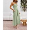 imageBTFBM Women 2026 Spaghetti Strap Midi Summer Dresses Sleeveless V Neck Cutout Slit Casual Beach Party Maxi Dress PocketsLight Green