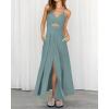 imageBTFBM Women 2026 Spaghetti Strap Midi Summer Dresses Sleeveless V Neck Cutout Slit Casual Beach Party Maxi Dress PocketsLight Lake Blue
