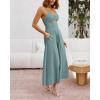 imageBTFBM Women 2026 Spaghetti Strap Midi Summer Dresses Sleeveless V Neck Cutout Slit Casual Beach Party Maxi Dress PocketsLight Lake Blue