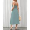 imageBTFBM Women 2026 Spaghetti Strap Midi Summer Dresses Sleeveless V Neck Cutout Slit Casual Beach Party Maxi Dress PocketsLight Lake Blue