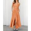imageBTFBM Women 2026 Spaghetti Strap Midi Summer Dresses Sleeveless V Neck Cutout Slit Casual Beach Party Maxi Dress PocketsLight Orange