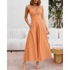 imageBTFBM Women 2026 Spaghetti Strap Midi Summer Dresses Sleeveless V Neck Cutout Slit Casual Beach Party Maxi Dress PocketsLight Orange