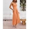 imageBTFBM Women 2026 Spaghetti Strap Midi Summer Dresses Sleeveless V Neck Cutout Slit Casual Beach Party Maxi Dress PocketsLight Orange