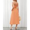 imageBTFBM Women 2026 Spaghetti Strap Midi Summer Dresses Sleeveless V Neck Cutout Slit Casual Beach Party Maxi Dress PocketsLight Orange